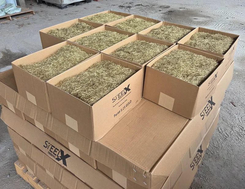 Boxed SteelX 5:25 twisted steel rebar on a pallet